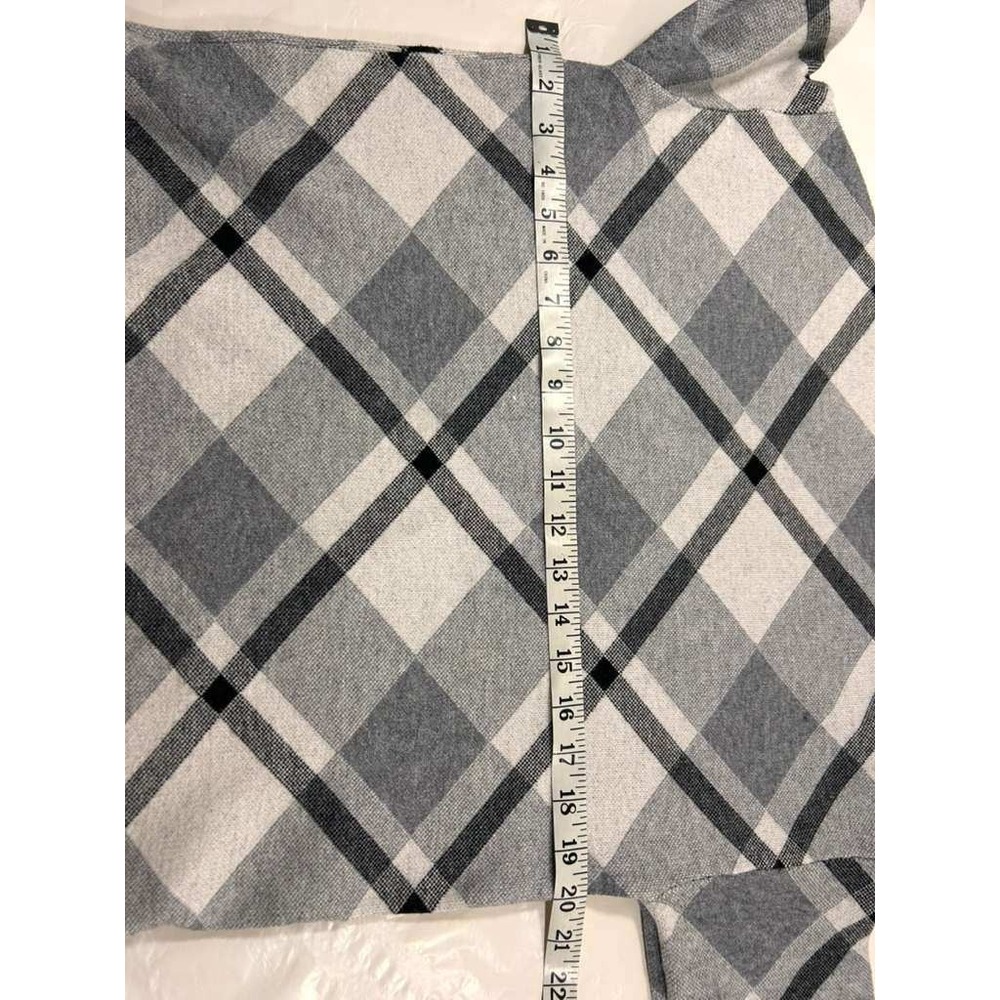 Rachel Zoe Womens XS Grey White Plaid Mock Neck Long Sleeve Knit Sweater Top - Picture 11 of 11